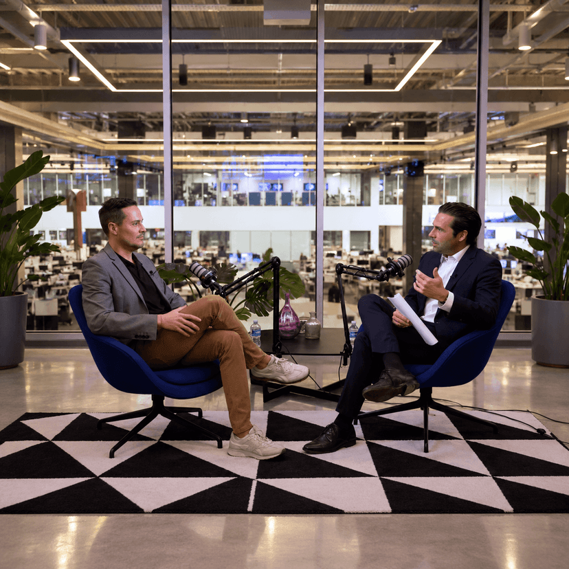 Thiago Ferreira de Elevate AI Consulting en Telemundo Center para el podcast Un Día a la Vez con Julio Vaqueiro