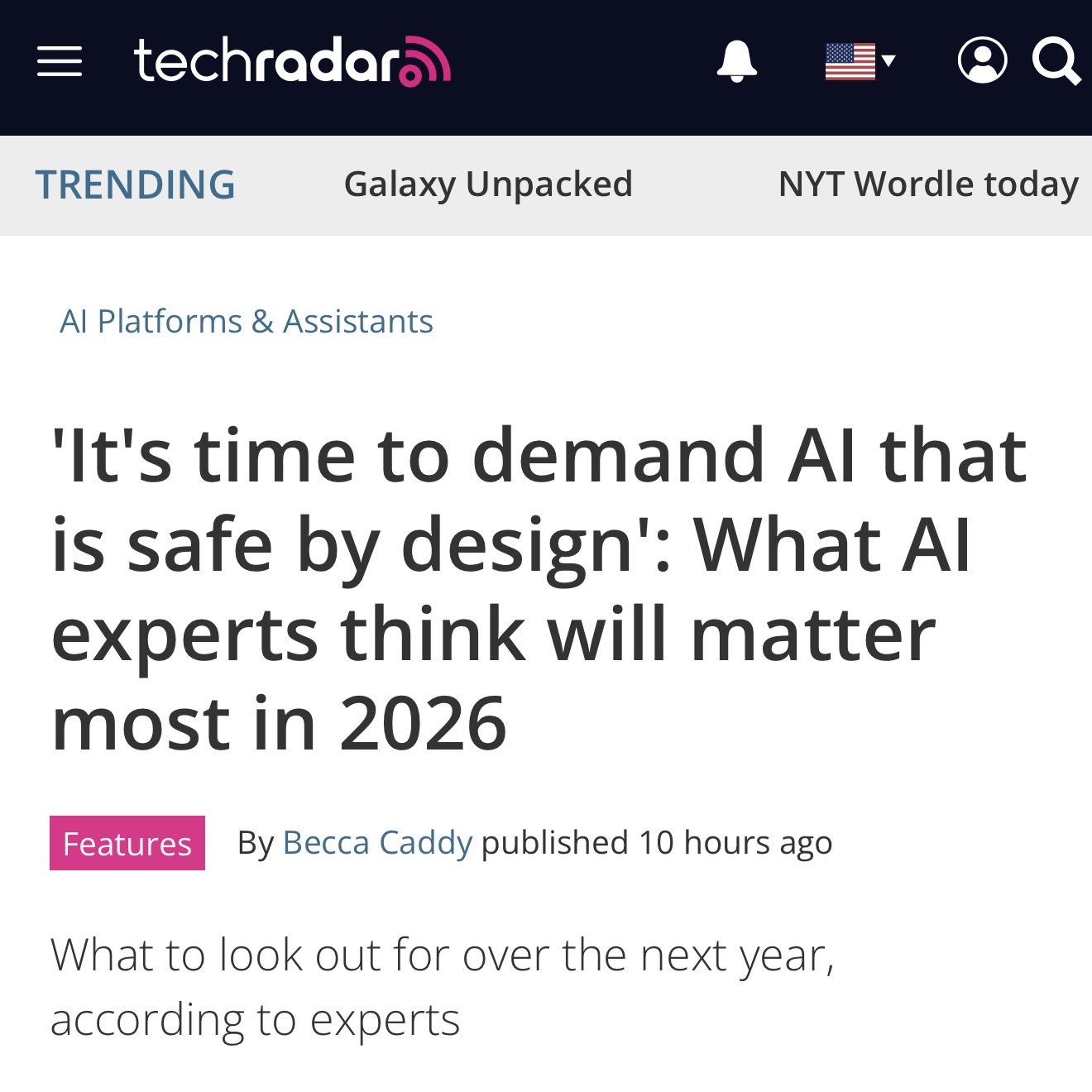 Elevate AI CEO Quoted in TechRadar: What AI Experts Think Will Matter Most in 2026